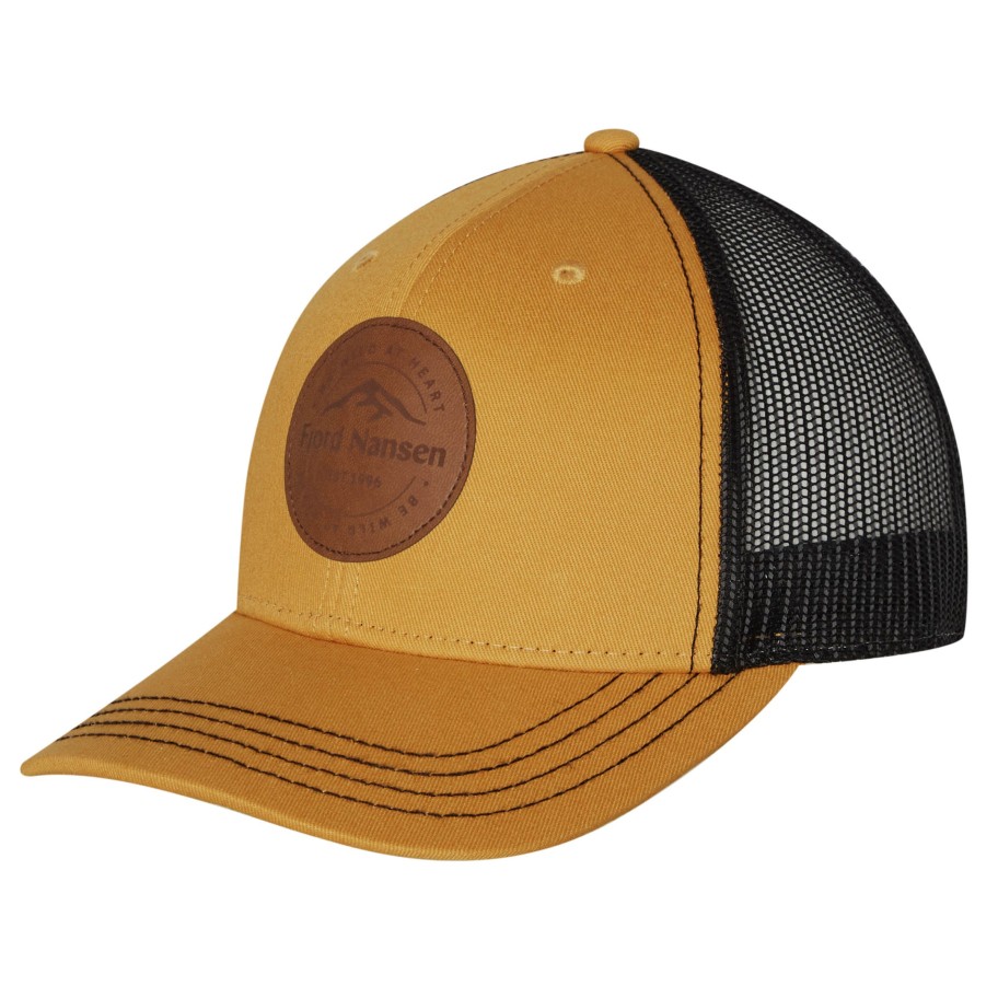 Odziez Fjord Nansen Czapki Letnie | Czapka Z Daszkiem Trucker Cap Legacy Patch Mustard/Black